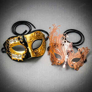 Venetian Music Filigree Masquerade Halloween Party Mask Gold Rose Gold